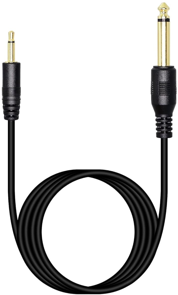 1/8" to 1/4" TS Cable, Gold Plated 3.5mm Mono Plug to 6.35mm Mono Plug Audio Cable for Amplifier, Speaker, Guitar (2m) - ShopVlot