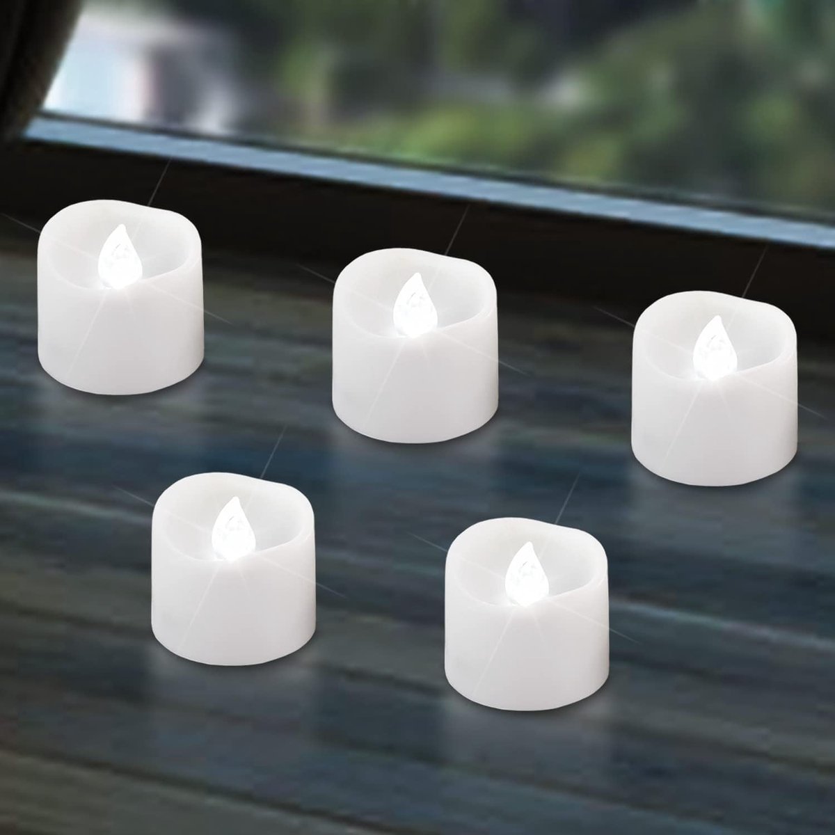 12 Pack Batterij Operated Timer Theelichtjes Kaarsen, LED Wit Flickerende Vlamloze Votive Theelicht, Elektrische Nep - ShopVlot
