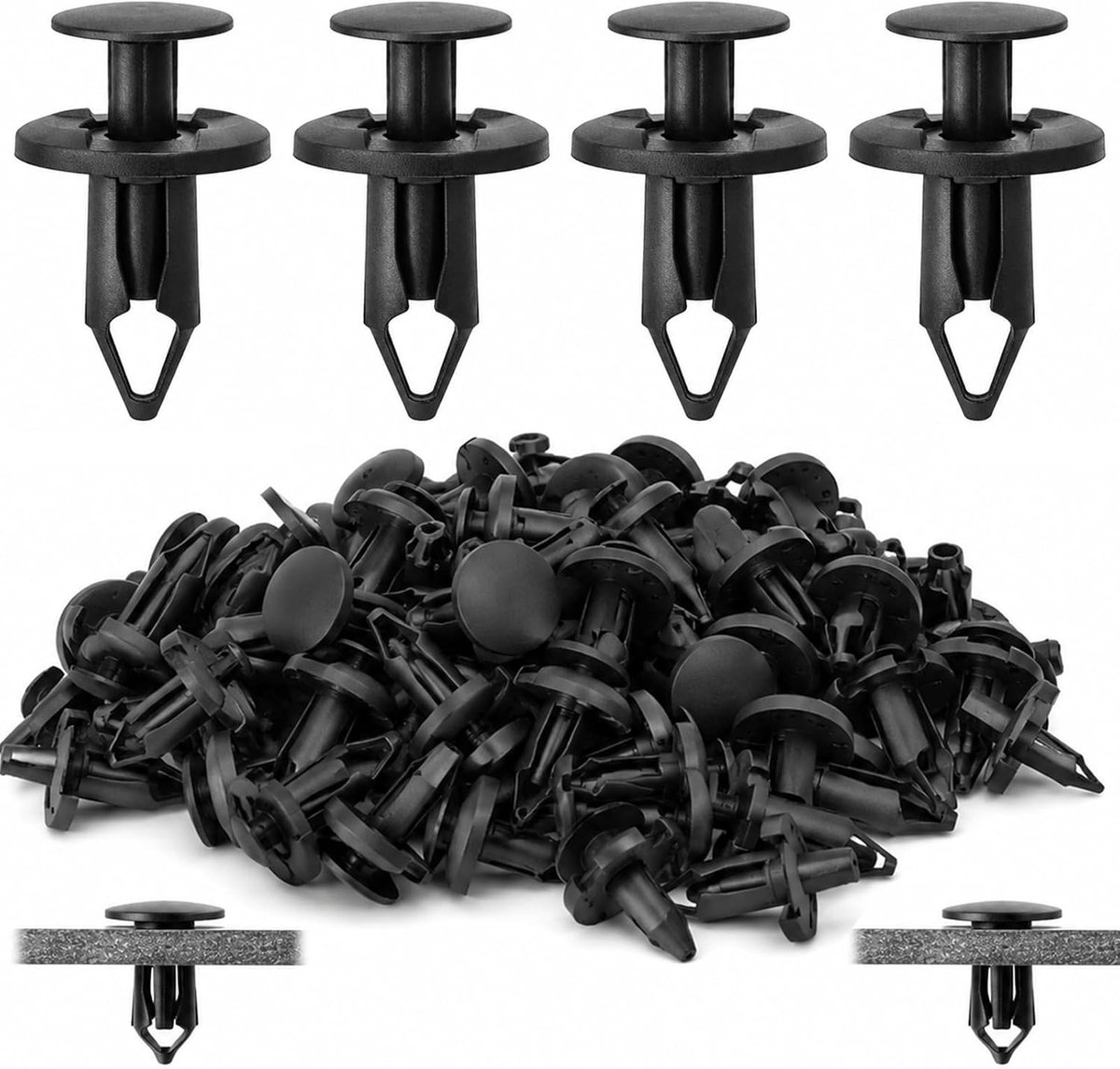 100 stuks 8mm autobevestigingsclips, universele kunststof expansienieten eenvoudige carrosserie klemmen geschikt voor - ShopVlot