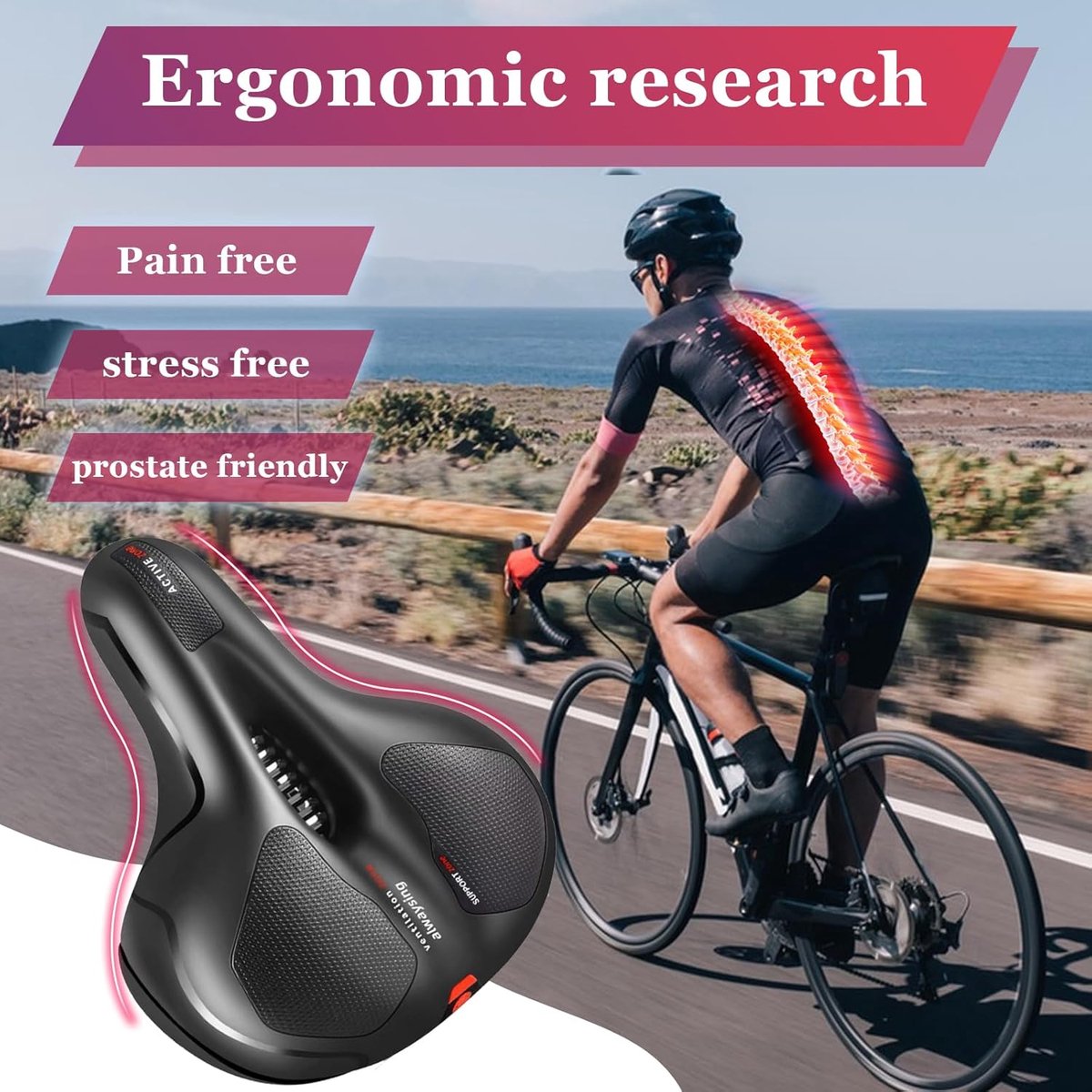 Bicycle Saddle for Men and Women Ergonomic Bicycle Saddle Soft Comfortable Breathable Shock Absorption Memory Foam Gel - ShopVlot