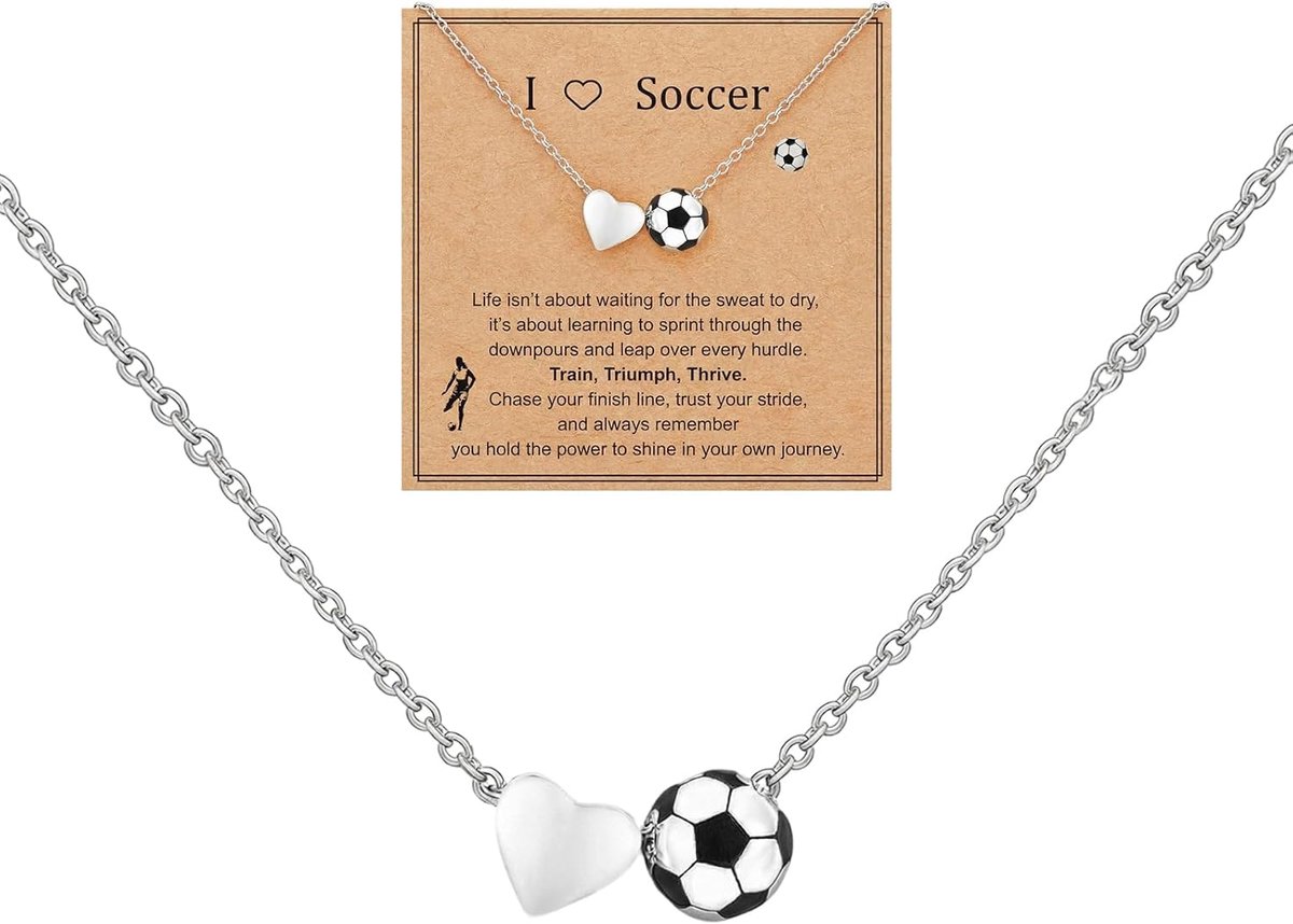 Halsketting voor dames en heren, choker met kogelhanger, sport, voetbal, cadeau, 41-50 cm, voor mannen en jongens - ShopVlot