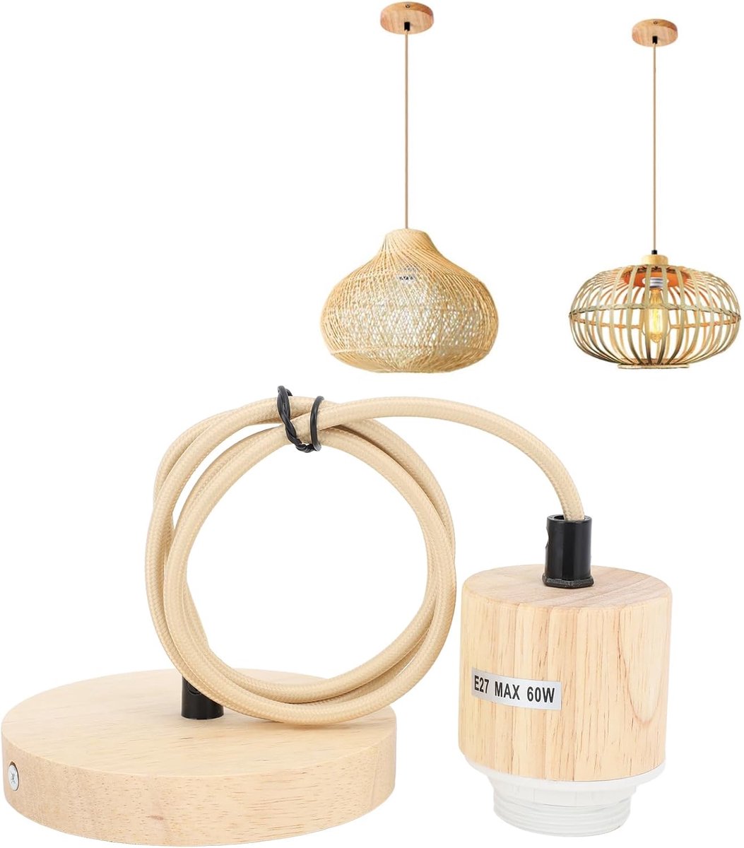 Rustic Vintage Hanging Lamp of Wood - Accessories for Lighting With Socket 220 V - ShopVlot