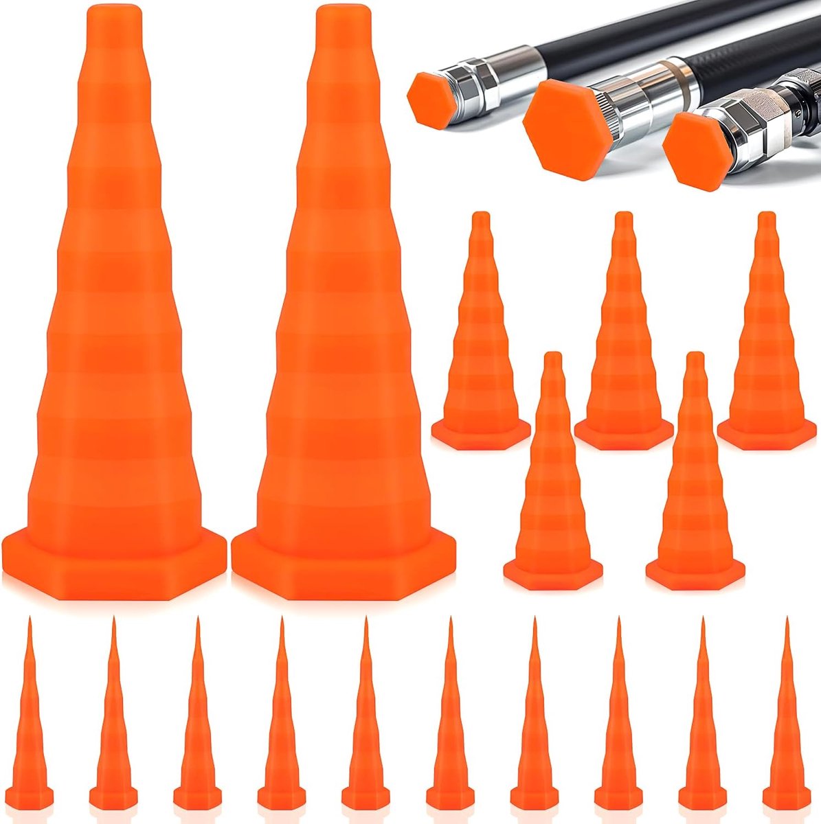 Hydraulic Stops, Hydraulic Hose Stops, 3 Sizes, 17 Pieces, Rubber Stopper, Conical Hydraulic, Universal Closures - ShopVlot