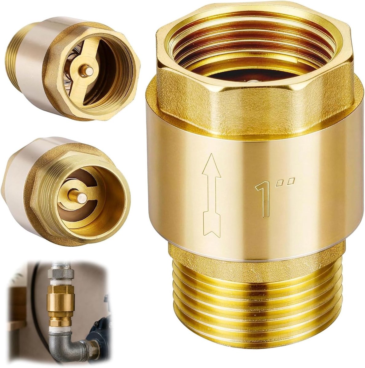 Messing terugslagventiel 1 inch AG naar IG, terugslagklep 1 inch, waterdicht, roestvrij, terugslagklep voor pomp - ShopVlot