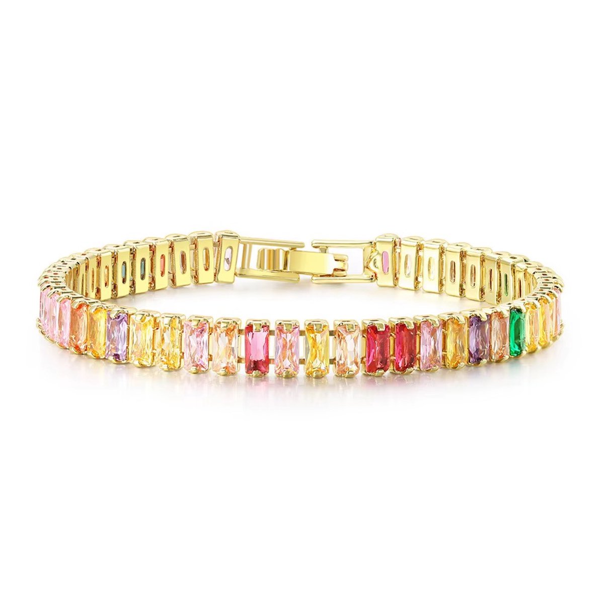 Tennis Armband | Goudkleurig Bi Color Verguld | Zirkonia stenen 6 MM | Lengte 16 CM | Tennis Bracelet | Sieraden