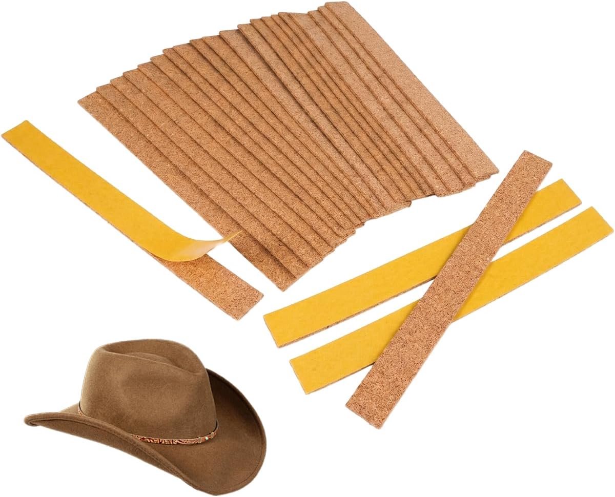 24 Stuks Zelfklevende Kurkstrips voor Het Aanpassen - 200x20x2mm Kurkstrips voor Aanpassing van de Hoedmaat, een - ShopVlot