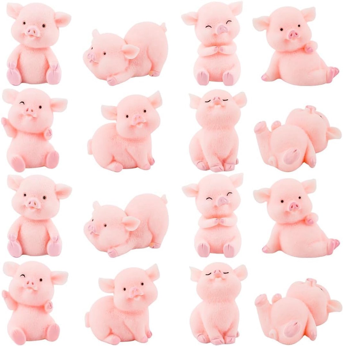 16 Pieces Lucky Pig Figures Pink Lucky Charm Mini Pigs Decoration Miniature Ornaments Lucky Charm New Year's Eve Resin - ShopVlot