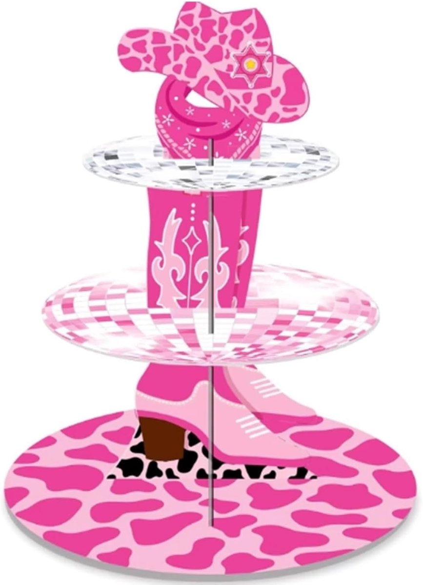Pink western cowboy cake stand, birthday party decorations, cowboy theme, dessert tray, baby shower decorations - ShopVlot