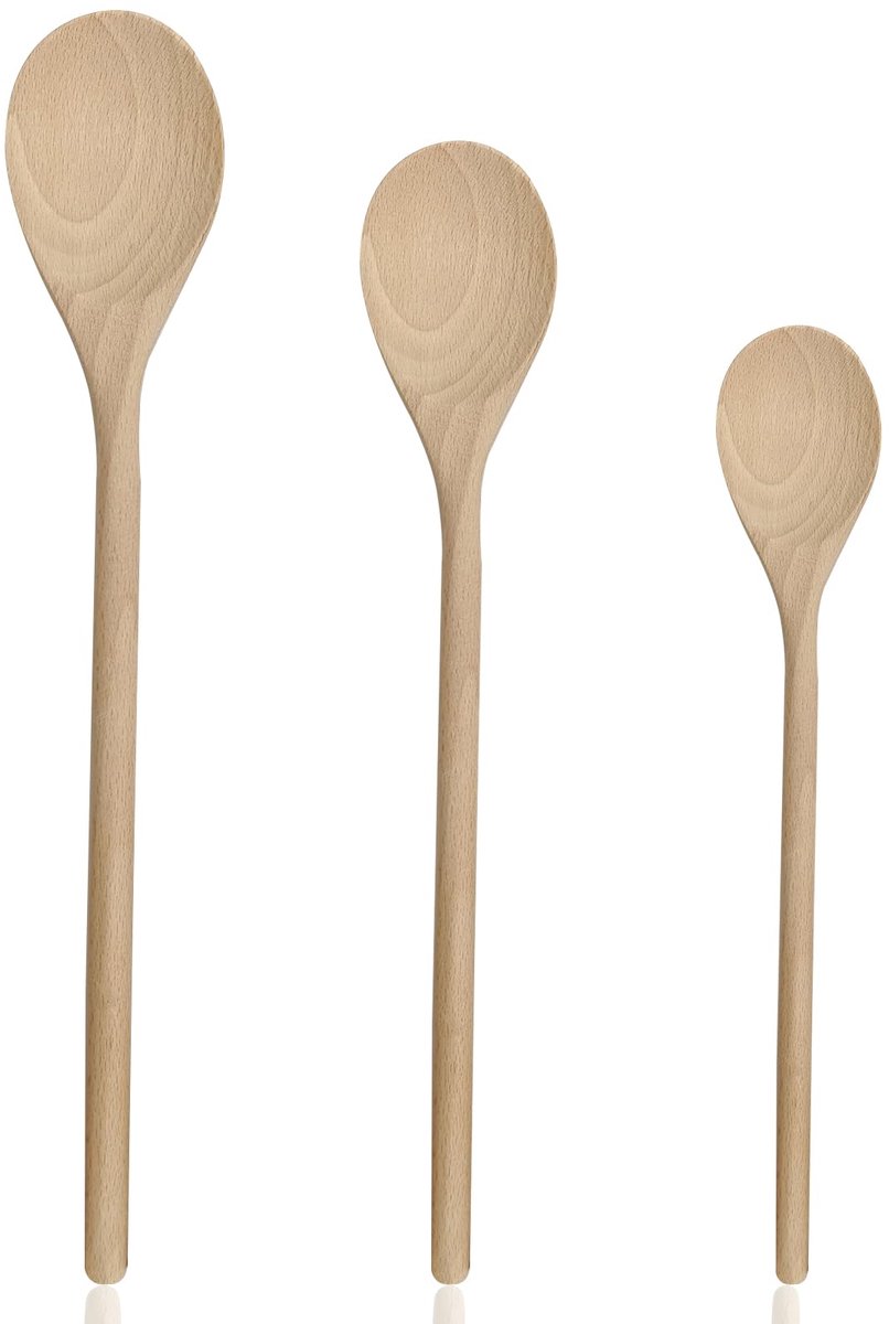 Set van 3 houten kooklepels (20,5 cm, 25,5 cm, 30,5 cm)