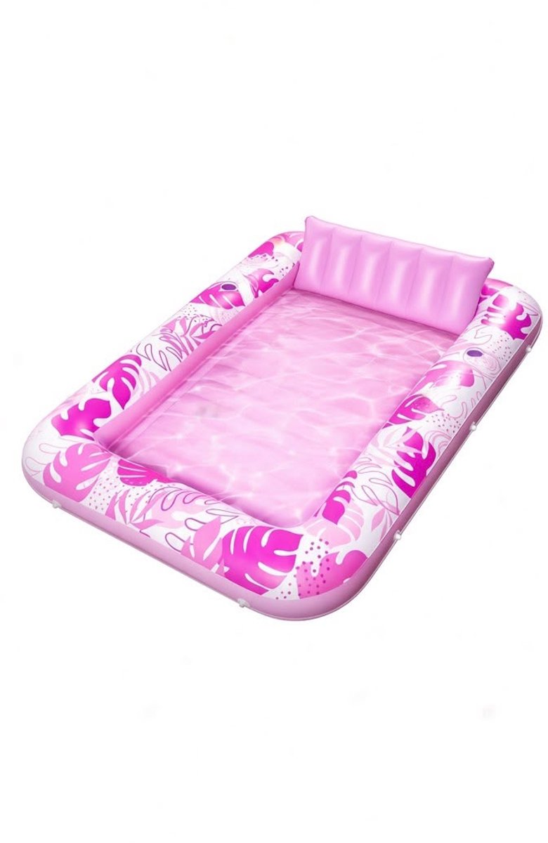 Atlasyx zwemband - Luchtbed zwembad - Zwemband volwassenen - Zwembad luchtbed - 2 Bekerhouders - UV-Bestendig - 216 x 145cm - Roze