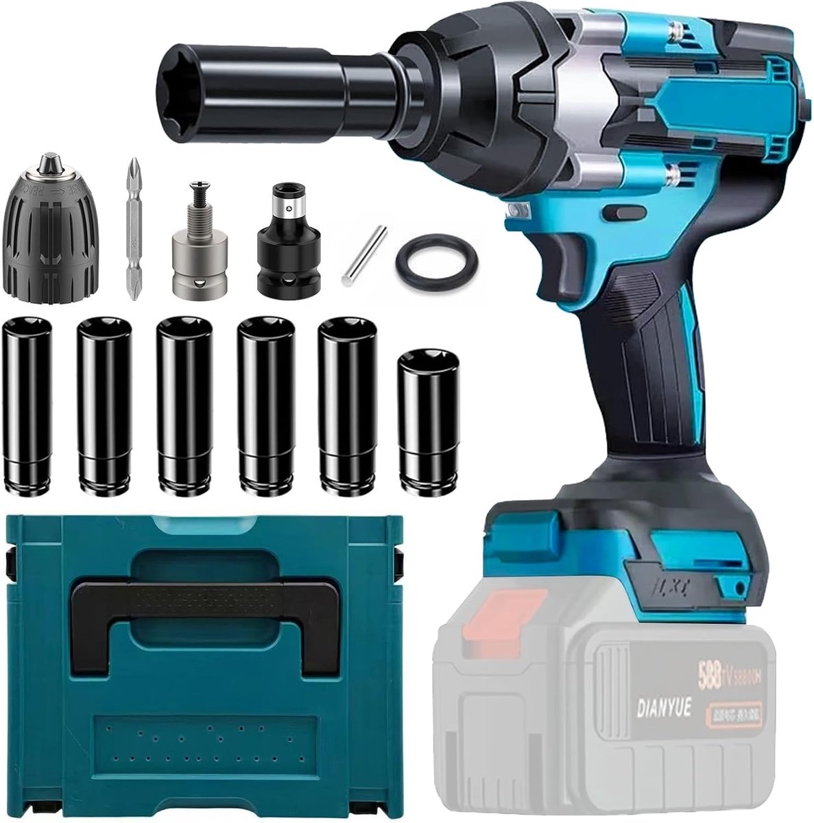 Accu slagschroevendraaier 1000 Nm - 1/2 inch - borstelloos - ideaal voor autobanden - ShopVlot