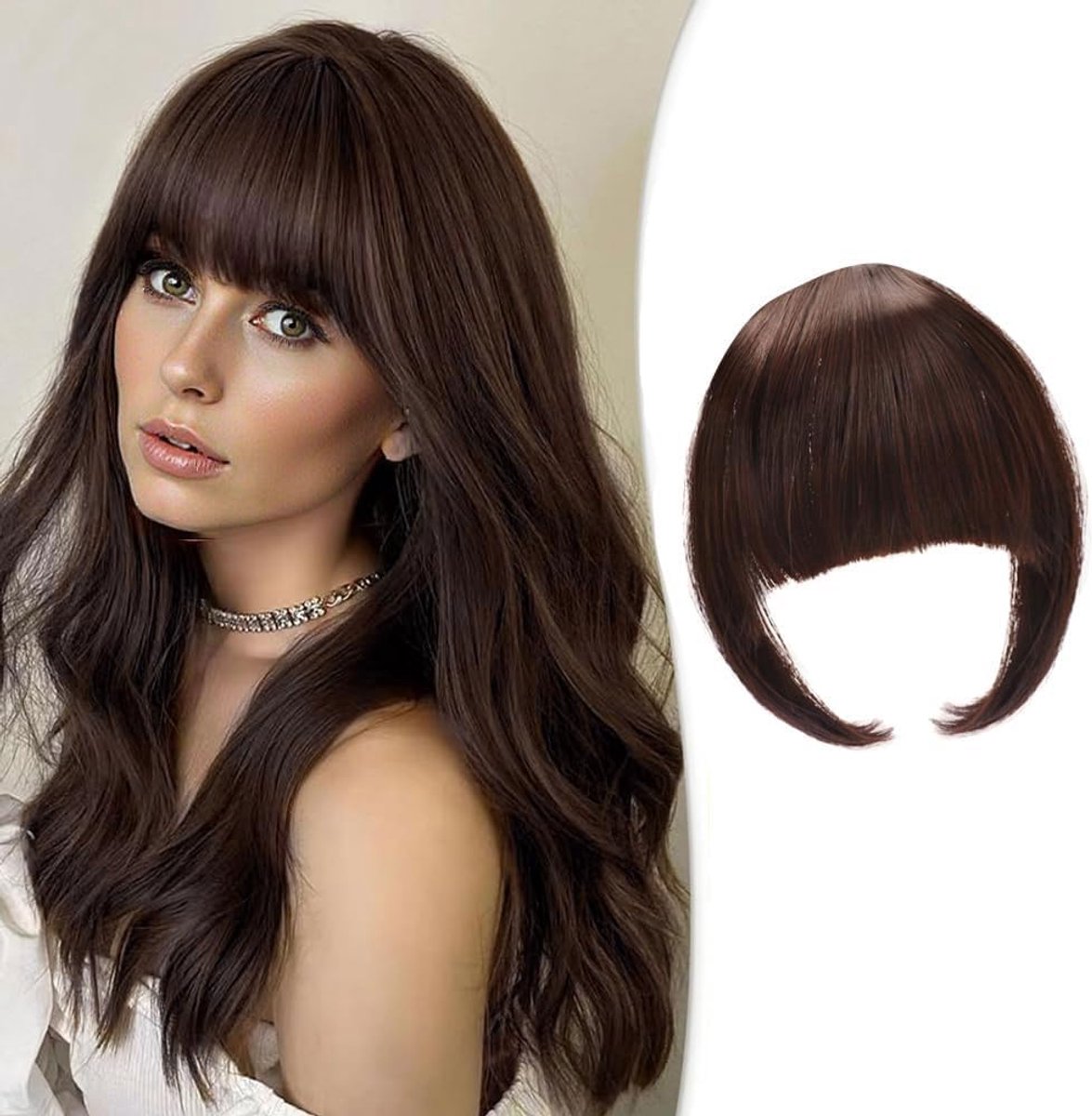 Bangs Clip Haarextensions - Donkerbruin - Echte Haarstukjes - Elegante look voor dagelijks gebruik - ShopVlot