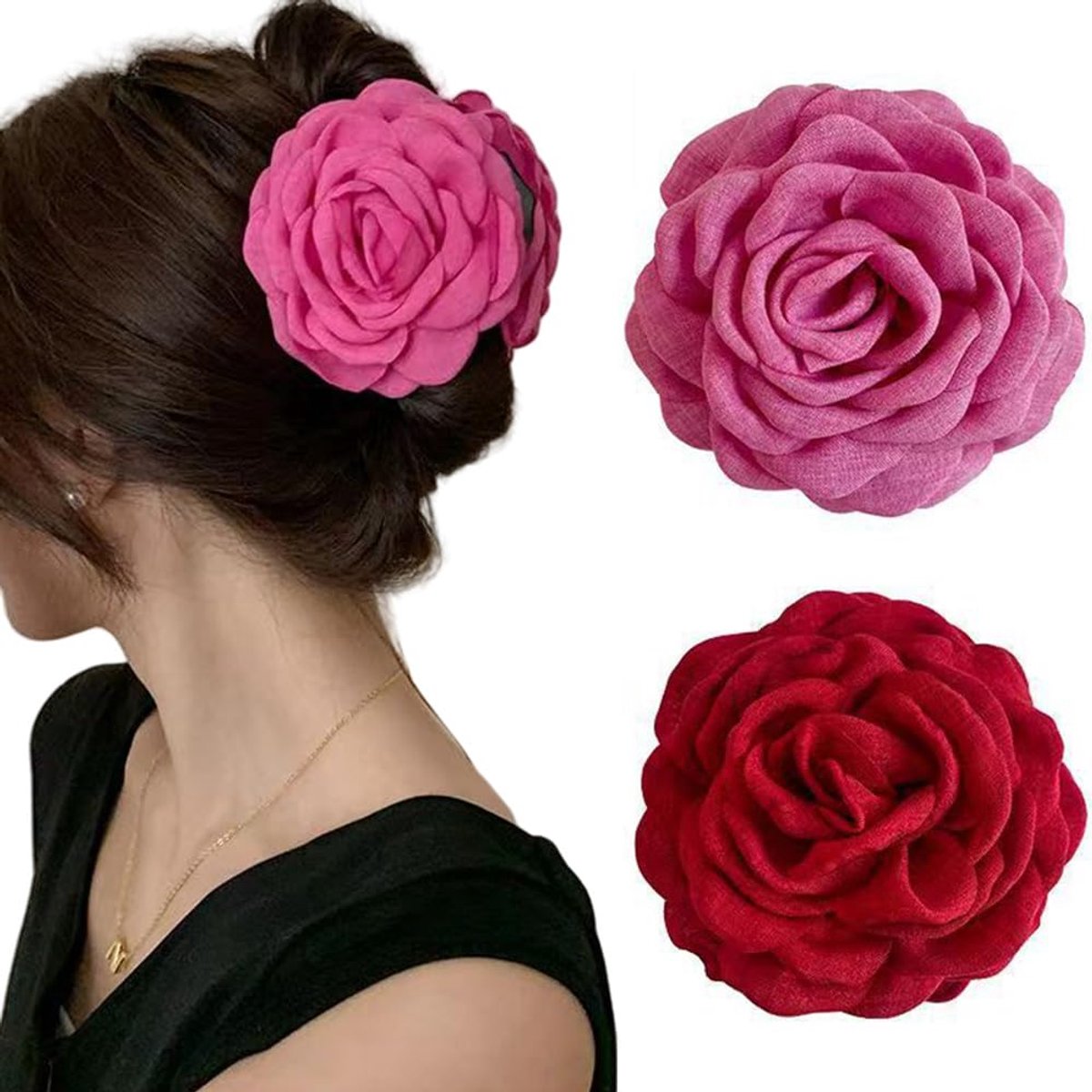 Haarspelden set van 6 - Elegante vintage design - Roze en rode kleur - Perfect voor feesten - ShopVlot