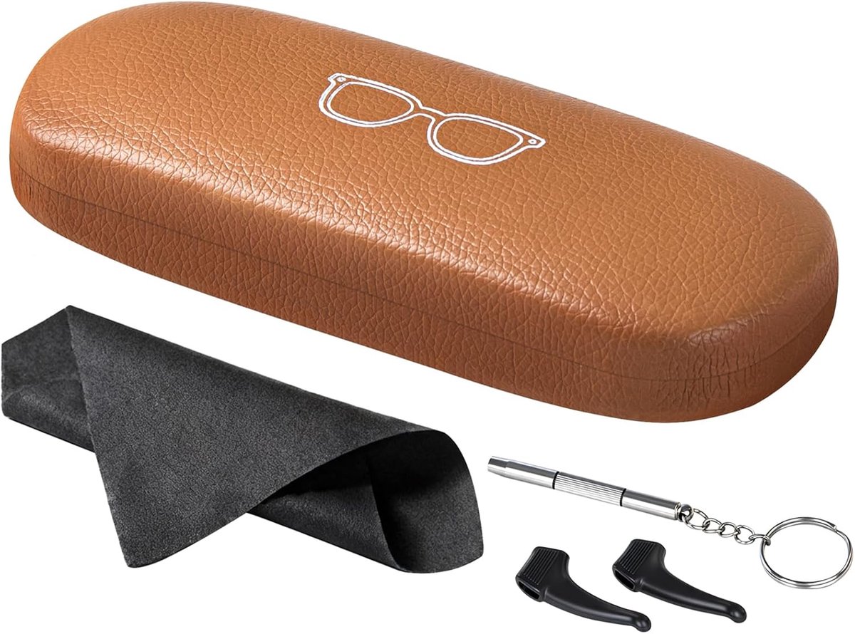 Bril etui hard - premium leer - elegante zwarte kleur - ideaal voor reizen - ShopVlot