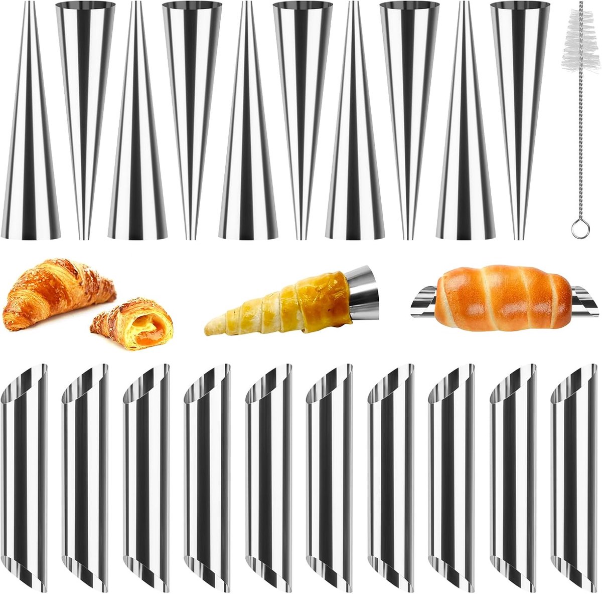 Cannoli bakvormen 21 stuks - roestvrij staal - duurzaam en eenvoudig schoon te maken - voor heerlijke croissants - ShopVlot