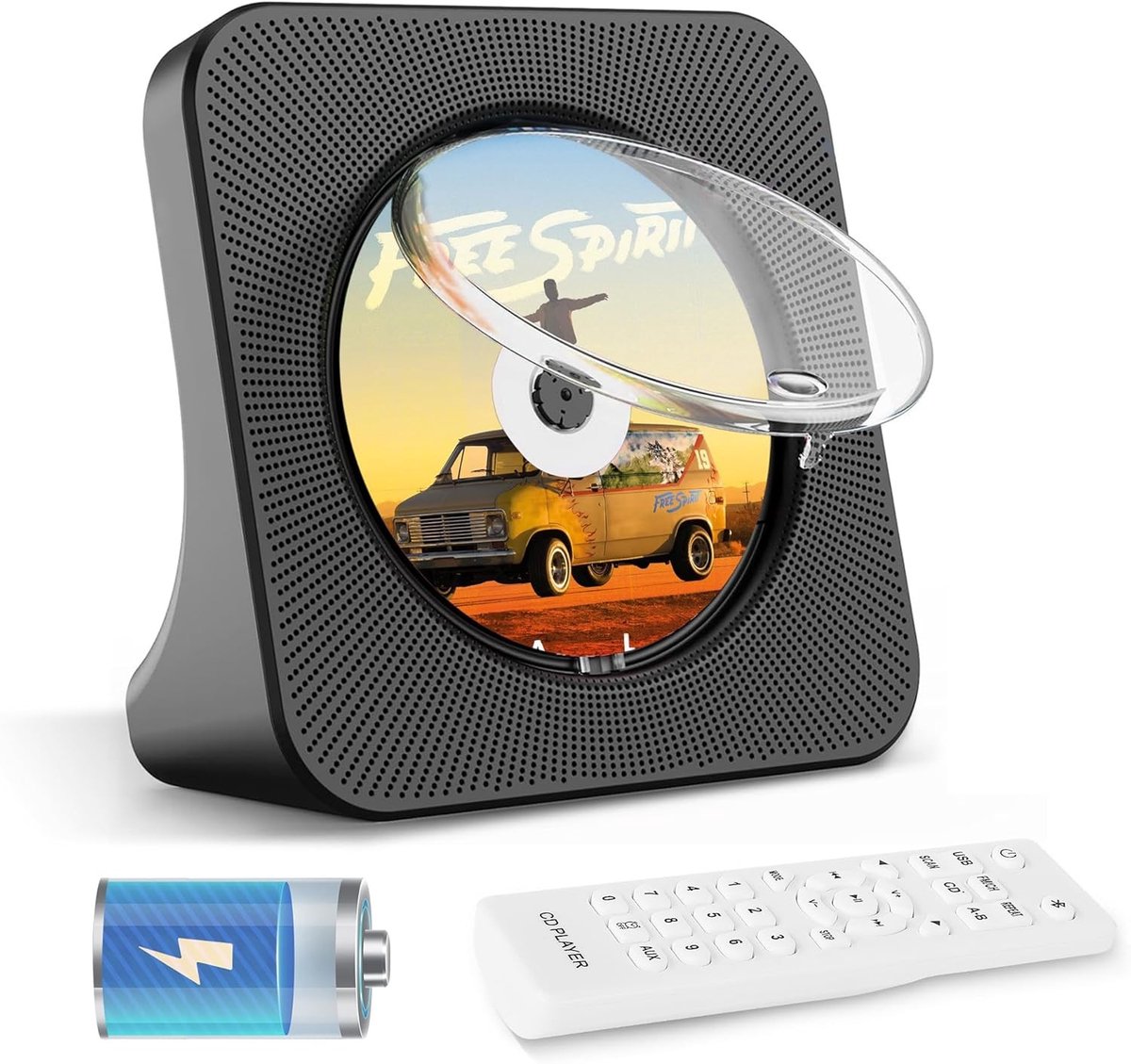 Draagbare CD-Speler - Zwart - Compact formaat met 4000mAh Batterij - Inclusief Bluetooth en FM-radio - Voor Muziekliefhebbers
