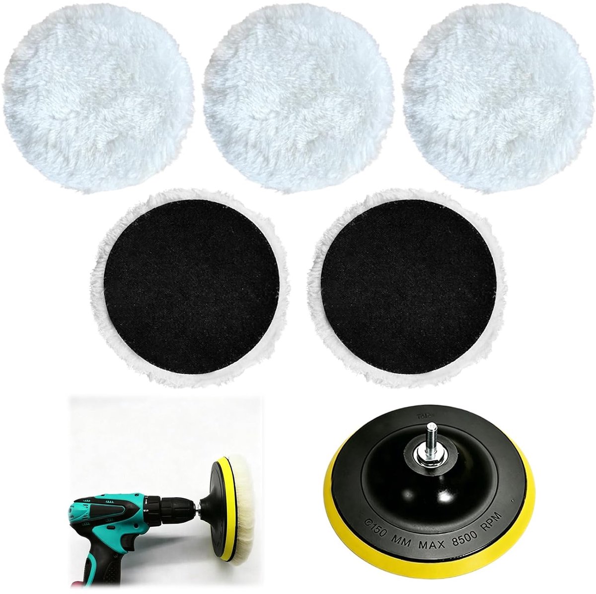 Polijstpads 150 mm - Lamswol - Effectief voor autolak - Verwijdert krassen en oxidatie - ShopVlot