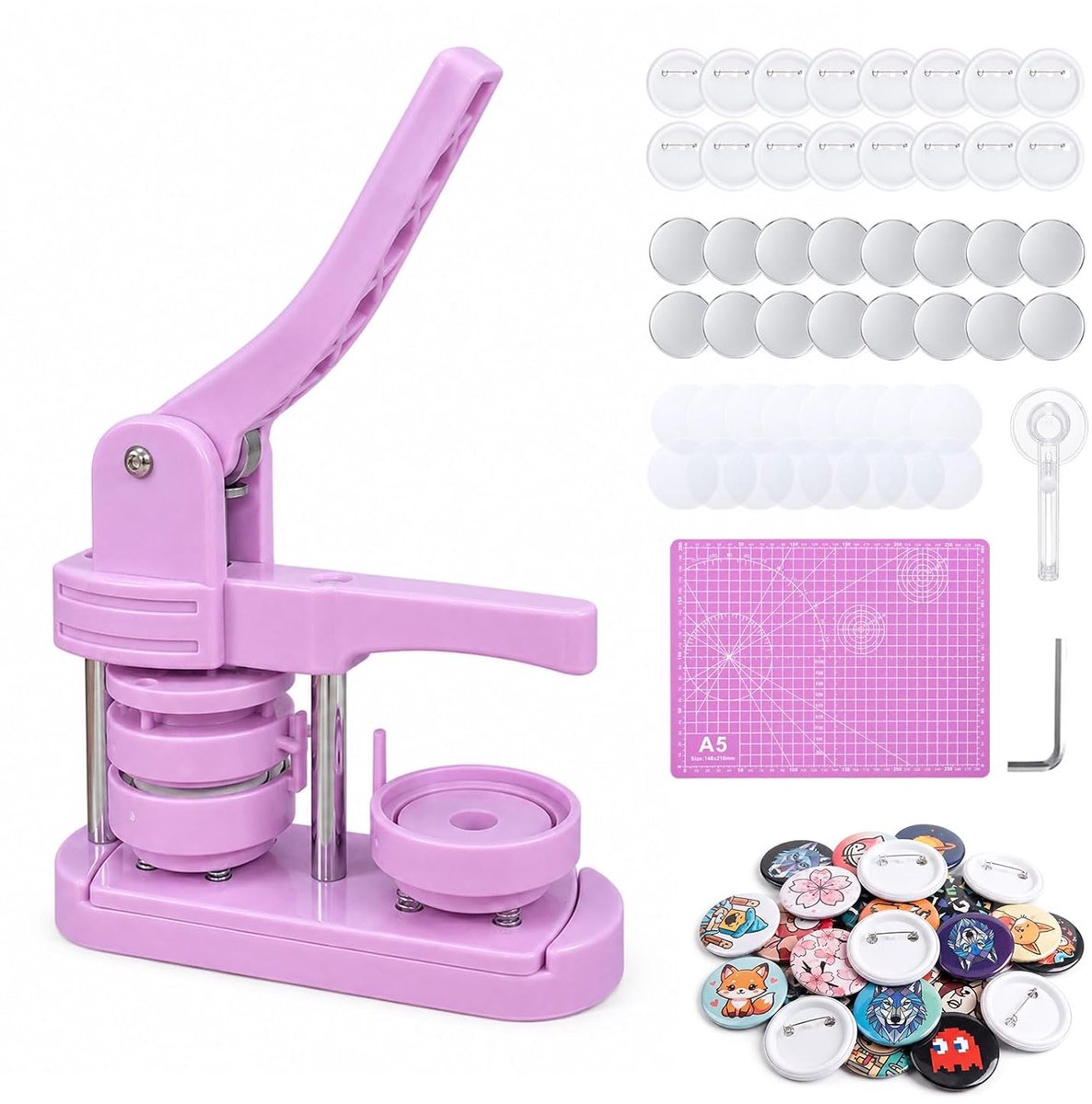 Buttonmachine 58 mm - handmatige knoopmaker - compleet met accessoires - ideaal voor DIY badges - ShopVlot