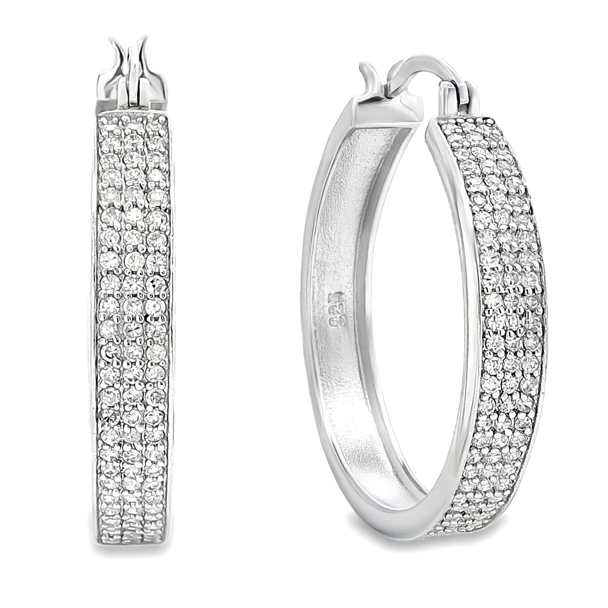 Juwelier Zwartevalk - Zilveren (gerhodineerd) oorbellen met zirkonia - 22.022/35 mm