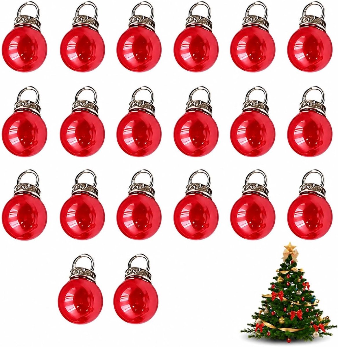 Mini kerstdecoratie kralen - 20 stuks acryl parels - micro kerstballen voor poppenhuis - ShopVlot