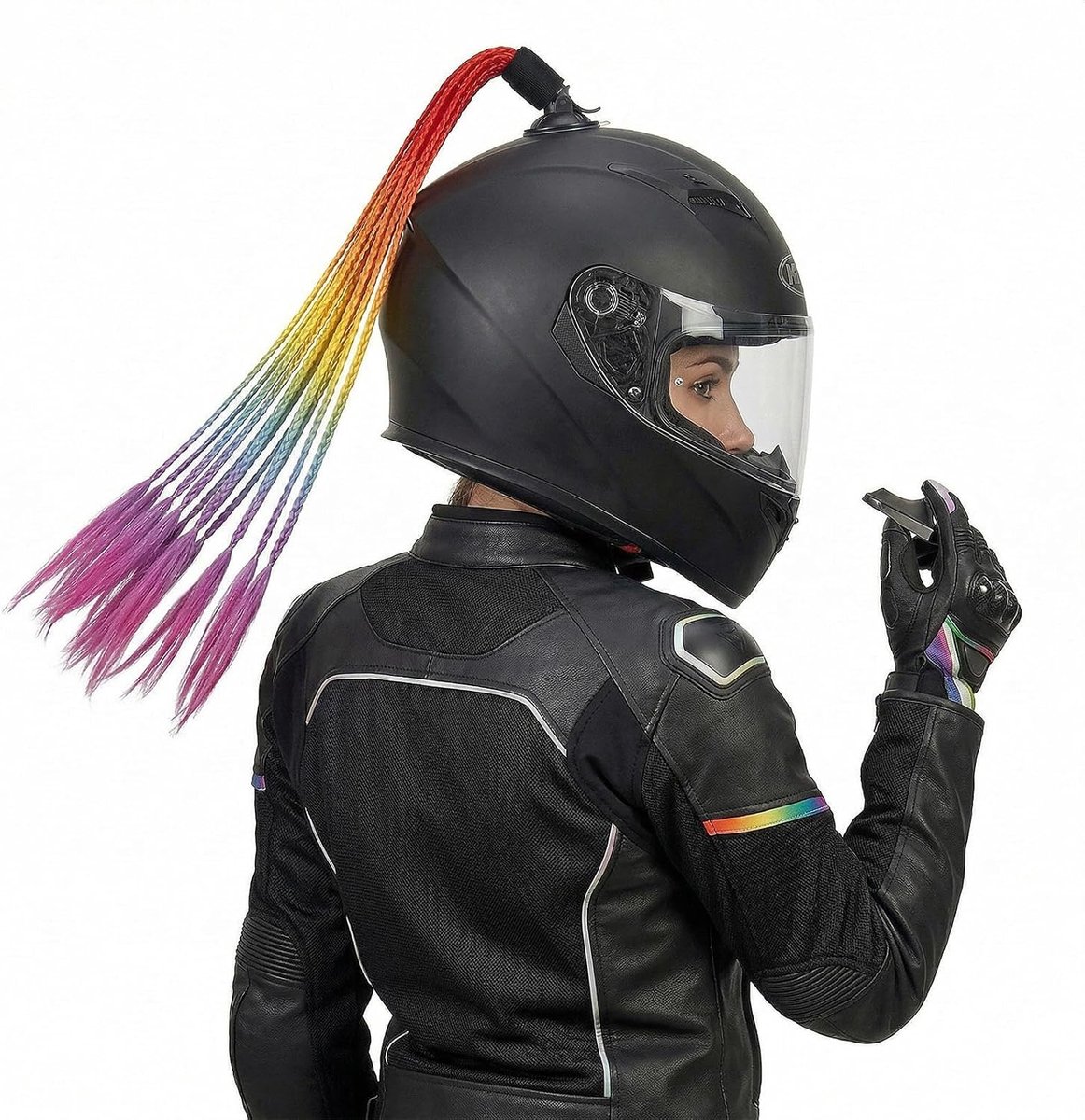 Motorhelm met vlechten 65 cm - afneembare gradiënt - gevlochten paardenstaart - ideaal voor motorfiets en scooter - ShopVlot