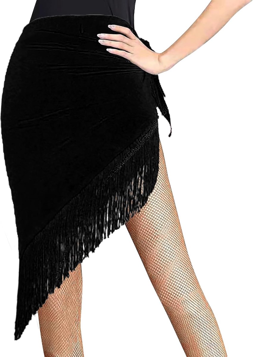 Latin dansrok dames - Hoge taille - Met franjes - Perfect voor salsa en tango - ShopVlot