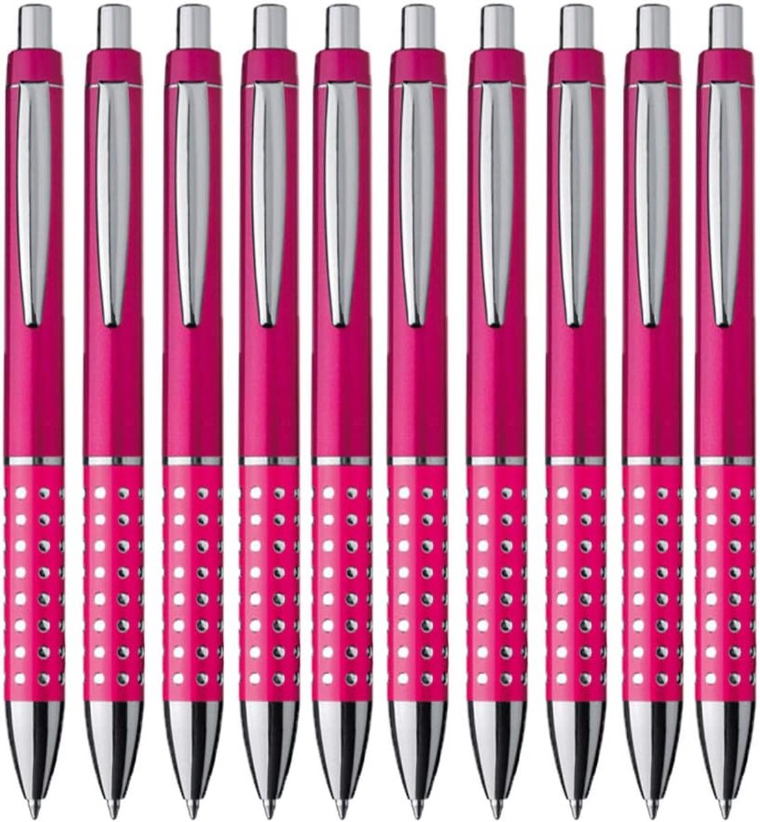 Balpen set van 10 - glanzende gripzone - diverse kleuren - ideaal voor thuis of op kantoor - ShopVlot