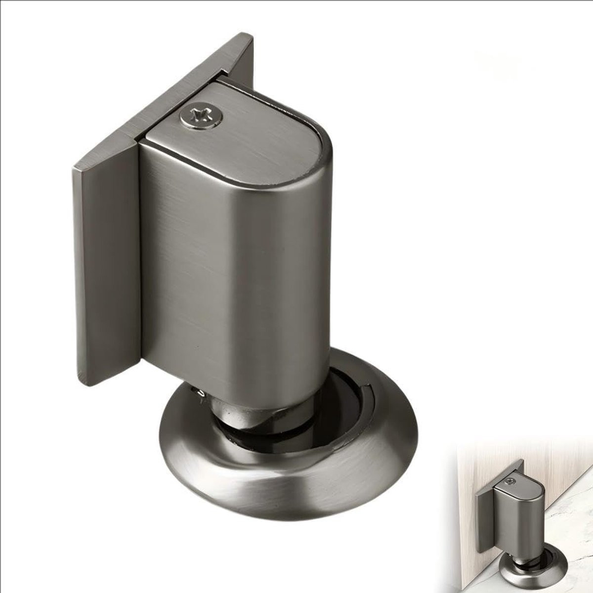 Magnetische Deurstopper van Zinklegering, Zelfklevende Vloerdeurstopper met Schroeven voor Kantoor, Slaapkamer en Badkamer, Duurzaam en Efficiënt in Grijs