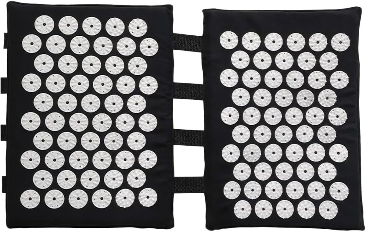 Acupressure mat 2 x 33 cm - zwart met 110 ABS-punten - draagtas - ideaal voor voeten en rugmassage - ShopVlot