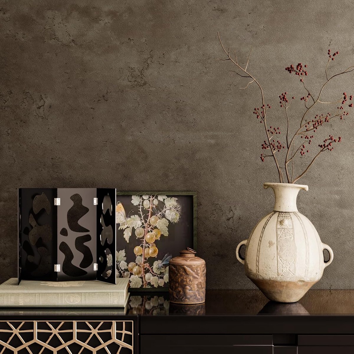 Zelfklevend behang 60 cm x 400 cm - betonlook metallic bruin - gestructureerd oppervlak - industriële stijl - ShopVlot