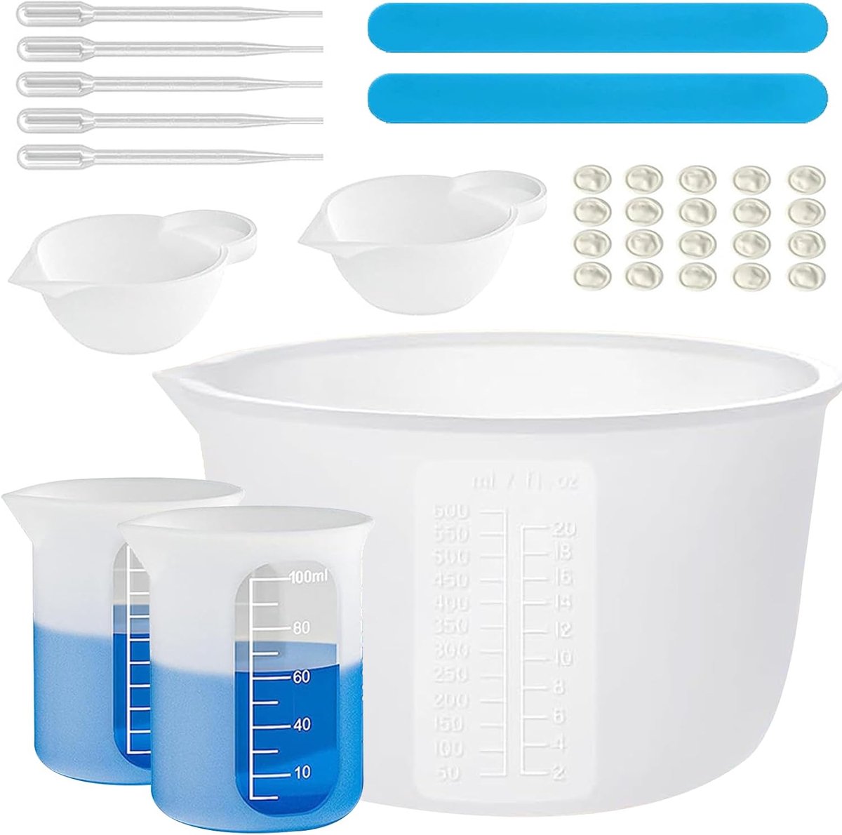 Silicone maatbeker set - herbruikbaar - menghulpmiddelen voor epoxy - ideaal voor sieraden maken - ShopVlot