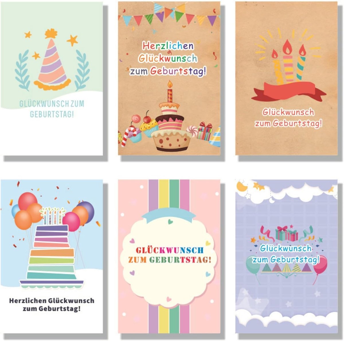 Wenskaarten set 12 stuks - Vouwkaarten met enveloppen - Verschillende ontwerpen - Perfect voor verjaardagen - ShopVlot