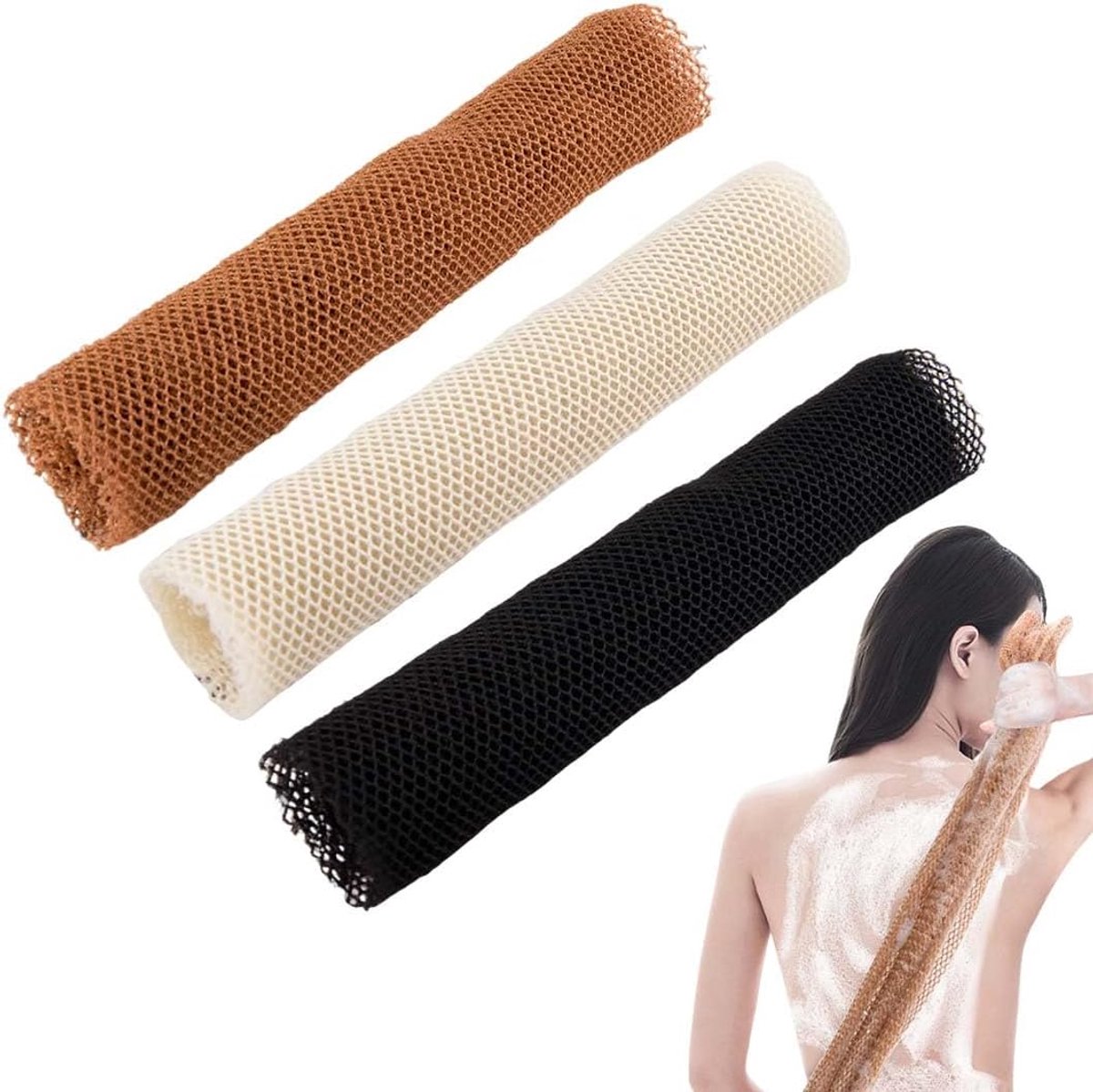 Afrikaanse Douche Net 3 Stuks - Multicolor Nylon Exfoliërend - Hoge Elasticiteit - Ideaal voor Thuis en Reizen - ShopVlot