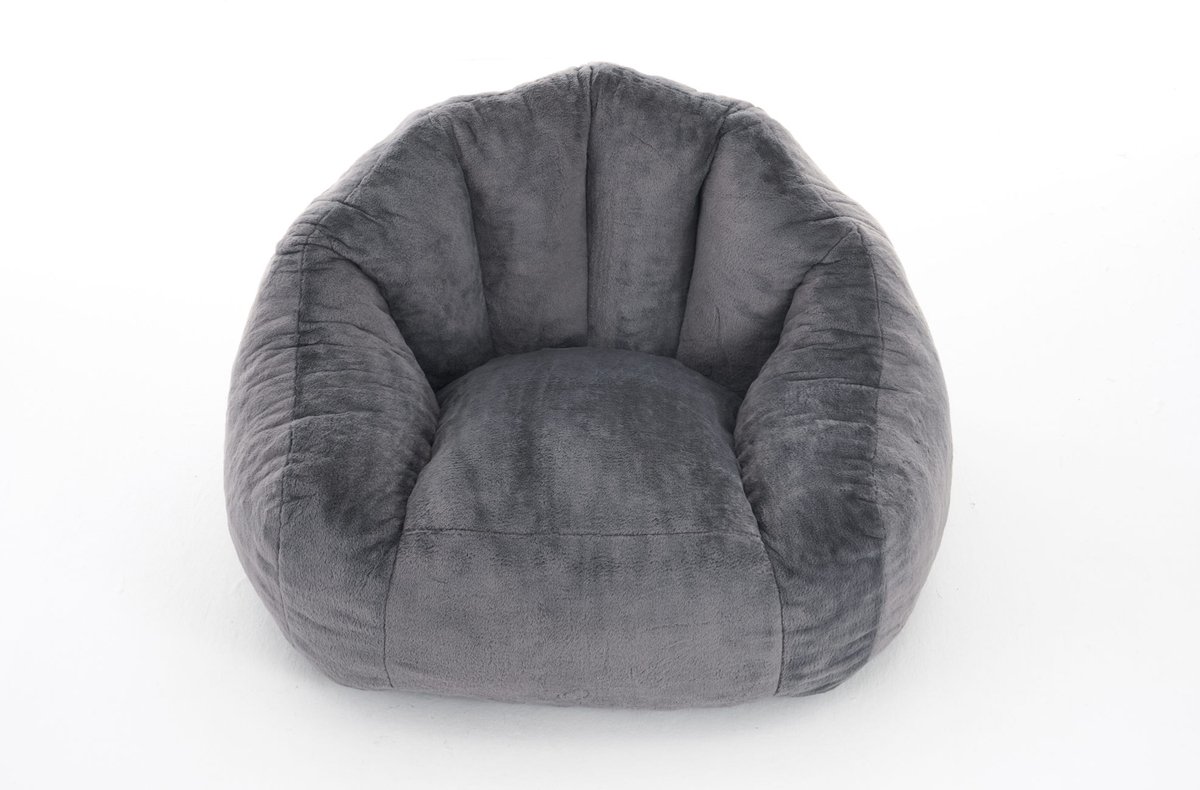 COVREO Zitzak 123x111x75 cm grijs, polyester met rugleuning en foamvulling