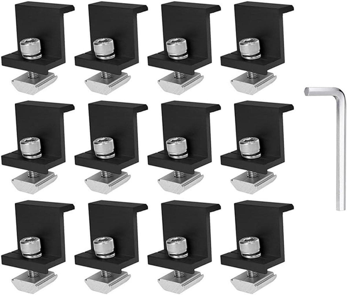 Zonnepaneelhouder eindklem 30 mm - Aluminium zonne-klem - Inclusief inbussleutel - Voor campers en daken - ShopVlot