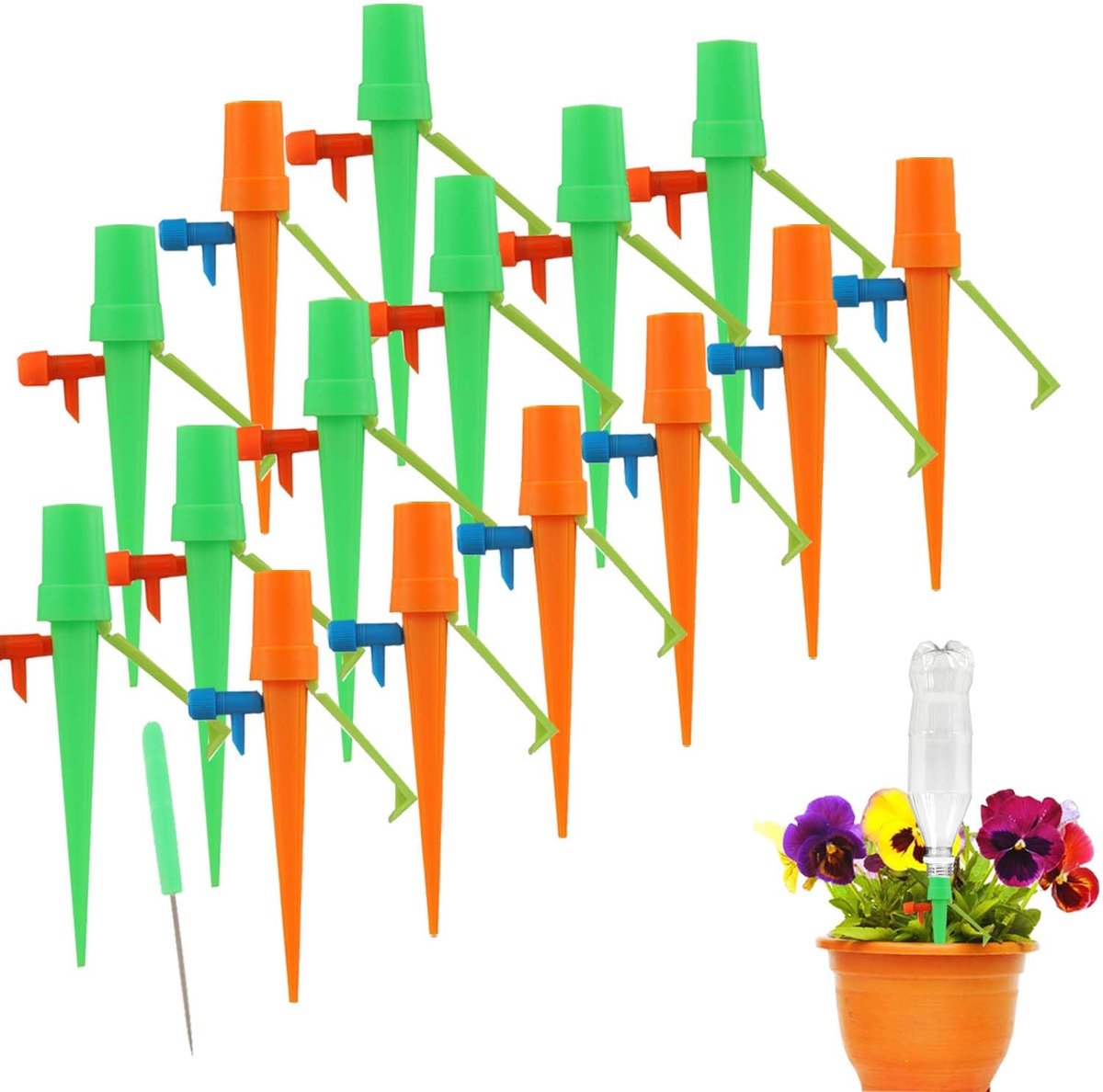 Irrigatieset 15 stuks - Verstelbare waterstroomsnelheid - Duurzaam PP materiaal - Perfect voor kamerplanten - ShopVlot