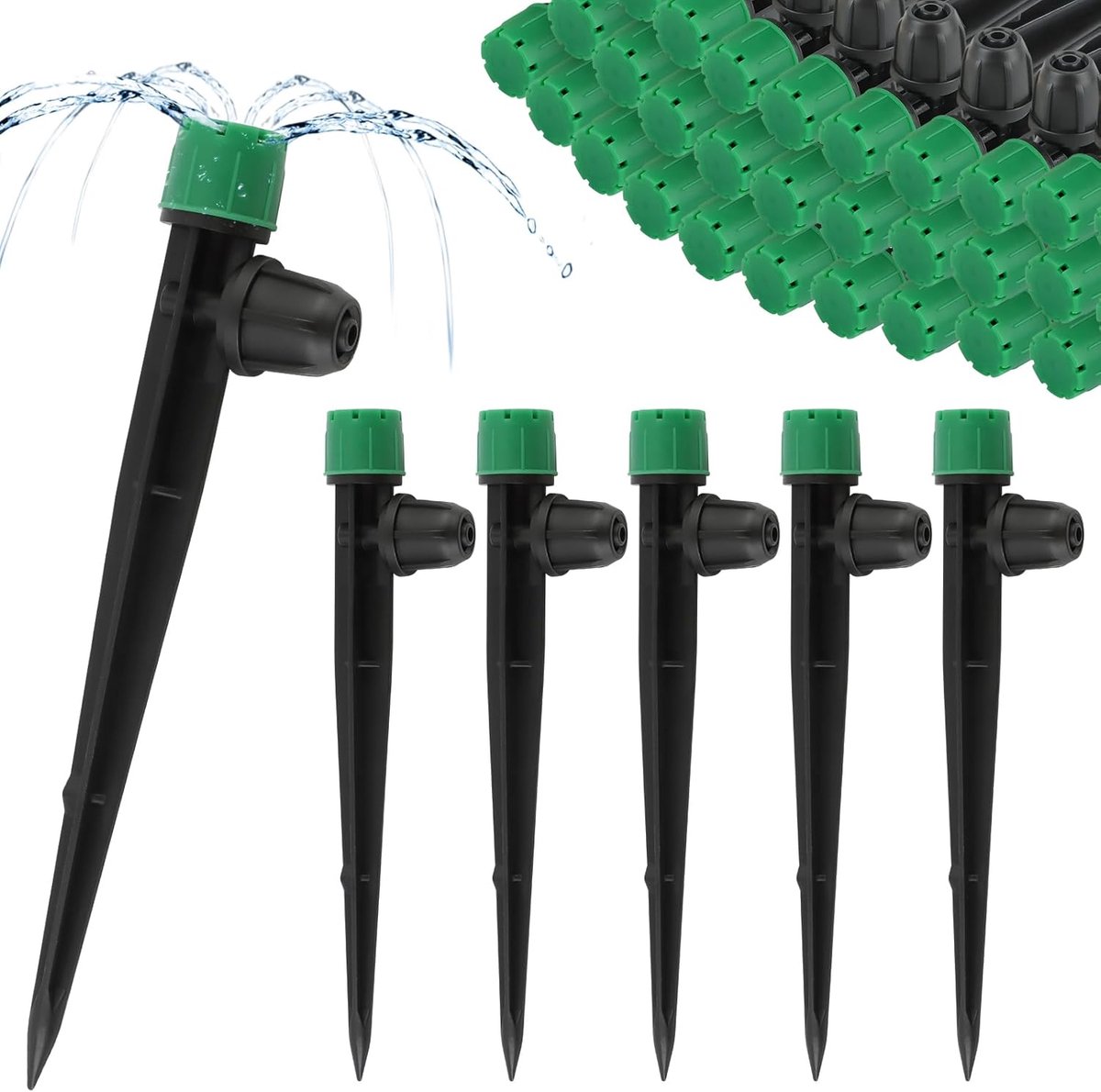 Drupirrigatie druppelaars 1/4" - 50 stuks - Groen - Aanpasbare waterstroom voor tuinirrigatie - ShopVlot
