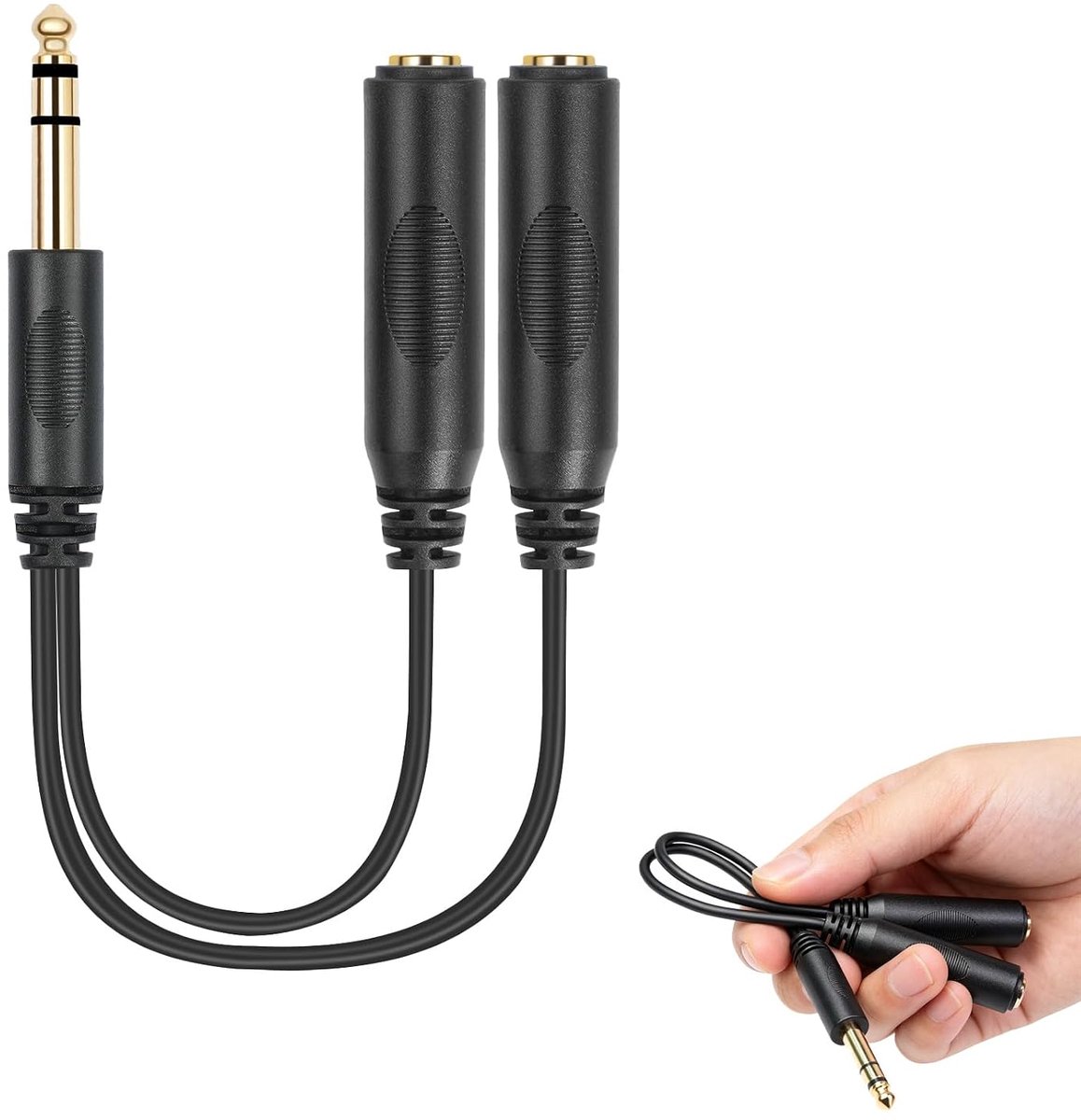 TRS stereo splitterkabel 20 cm - jack stekker naar 2x stereo bus - zuurstofvrij koper - ShopVlot