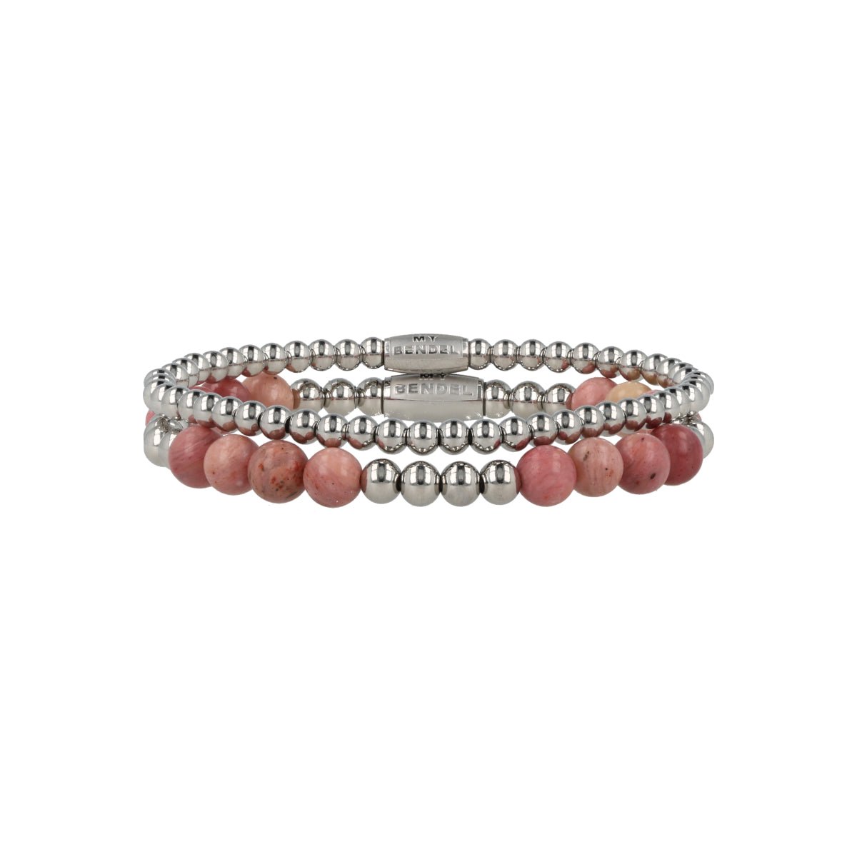 My Bendel - Rhodonite Armbanden Set Zilverkleurig - met Luxe Cadeauverpakking | Sieraden Voor Dames