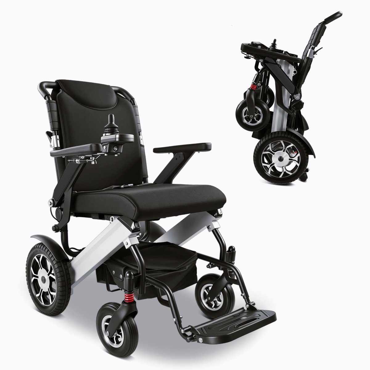 ZygenAir YHW-L002 Elektrische Rolstoel - 24V13Ah Batterijen - Tot 25km Actieradius - 150 kg Draagvermogen - Opvouwbaar & Lichtgewicht Ontwerp - Stil, Veilig & Makkelijk Mee te Nemen - Zilver