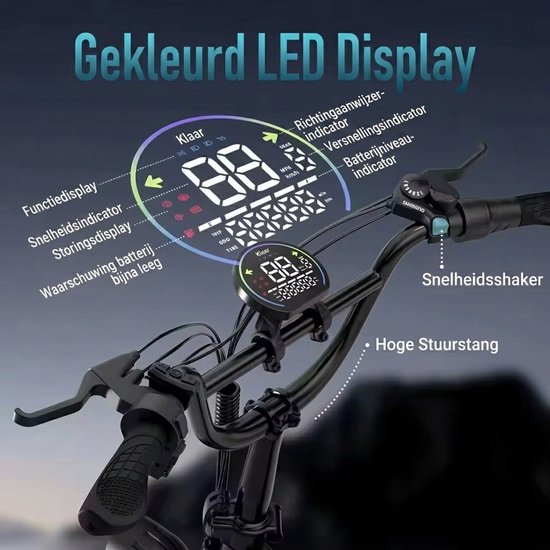Qekud T5 Elektrische Vouwfiets - 20 Inch Fatbike met 7 Versnellingen - 48V 13Ah Accu - Remlichten & Richtingaanwijzers - Vierpoot Vering & Schijfremmen - Grote Actieradius — afbeelding 4
