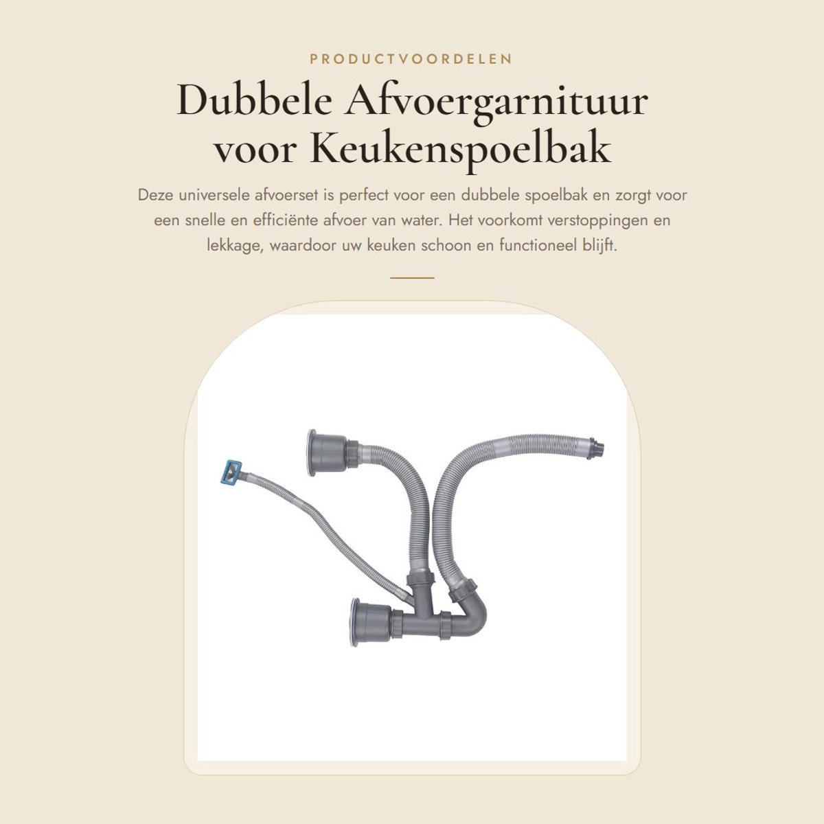 Dailygoods- Afvoergarnituur Snelle Afvoer - Dubbele Afvoerset - Wastafel Afvoerslangkit - Rubber Verbindingen - Eenvoudig te Monteren