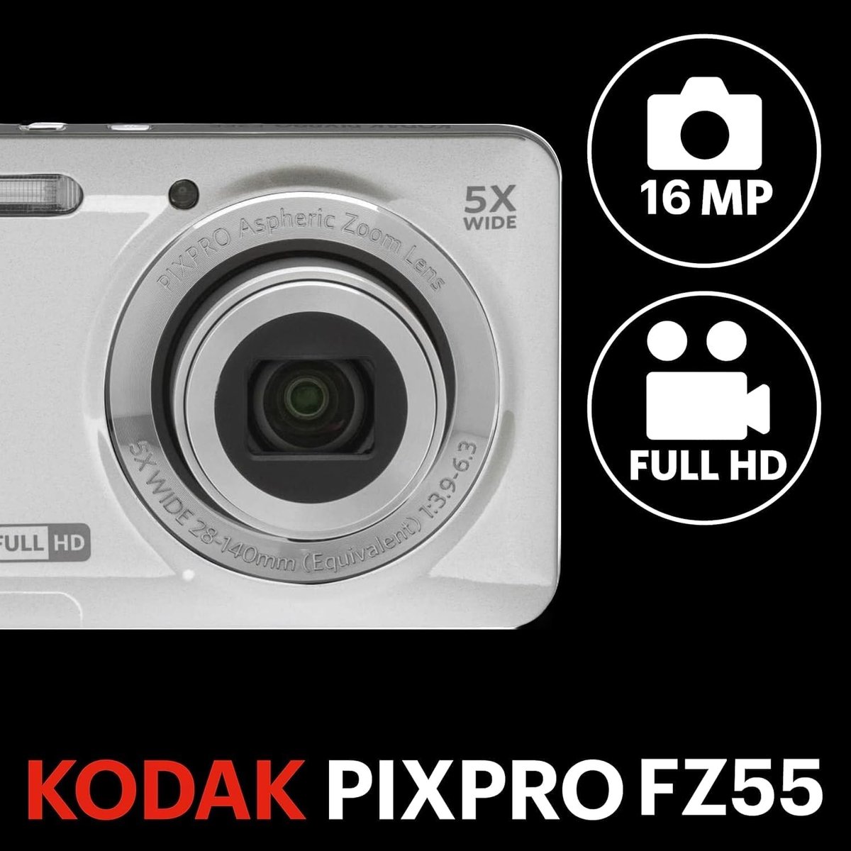 Kodak Pixpro FZ55 - Compactcamera - Zilver - + 32GB geheugenkaart - + Tas thumbnail 4