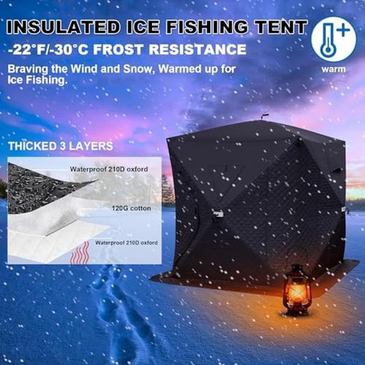 Buitentent Sauna - Outdoor Tent Vis tent - Buiten Ontspannen - Warmte-isolerend Ontwerp - 180x180x210 cm - Zwart thumbnail 3