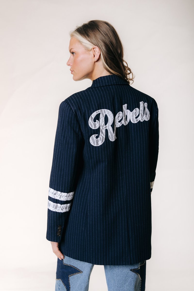 Colourful Rebel Jesra Pinstripe Single Breasted Blazer- XXL