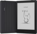 Zwarte BOOX Go 6 (Gen II) e-reader met groevenpatroon op de achterkant en een tekening van een olifant op het scherm.