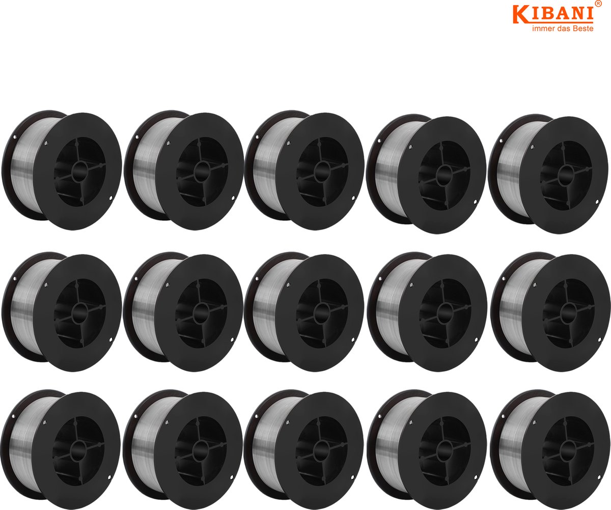 Kibani Rol Lasdraad voor Lasapparaat per 15 - Flux Lasdraad - 0,8 mm - Voor Gasloos Lassen - Set van Tien - Universeel - Voor MIG/MAG/TIG Lassers