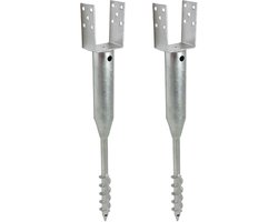 TRUTZHOLM Grondbus 10x10 cm om te Schroeven Set van 2 - U-Profiel Grondanker 86.5cm - Thermisch Verzinkt Paalhouder 100mm