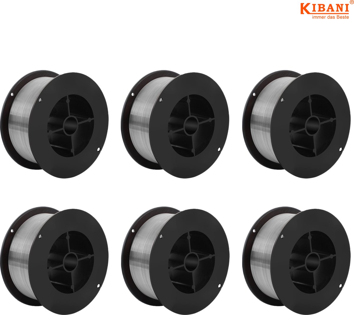 Kibani Rol Lasdraad voor Lasapparaat per 6 - Flux Lasdraad - 0,8 mm - Voor Gasloos Lassen - Set van Tien - Universeel - Voor MIG/MAG/TIG Lassers