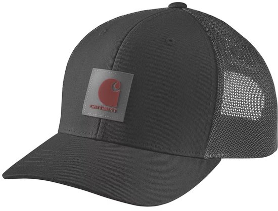Casquette noire avec logo Carhartt sur le devant et panneaux en mesh sur les côtés.